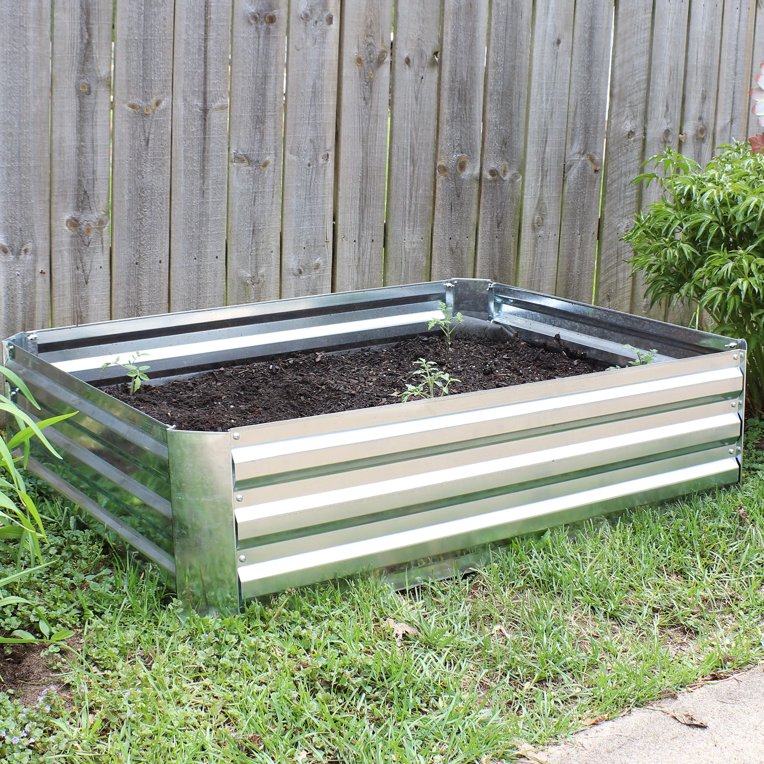 Sunnydaze Galvanized Steel Raised Garden Bed - Large Rectangle - 47"