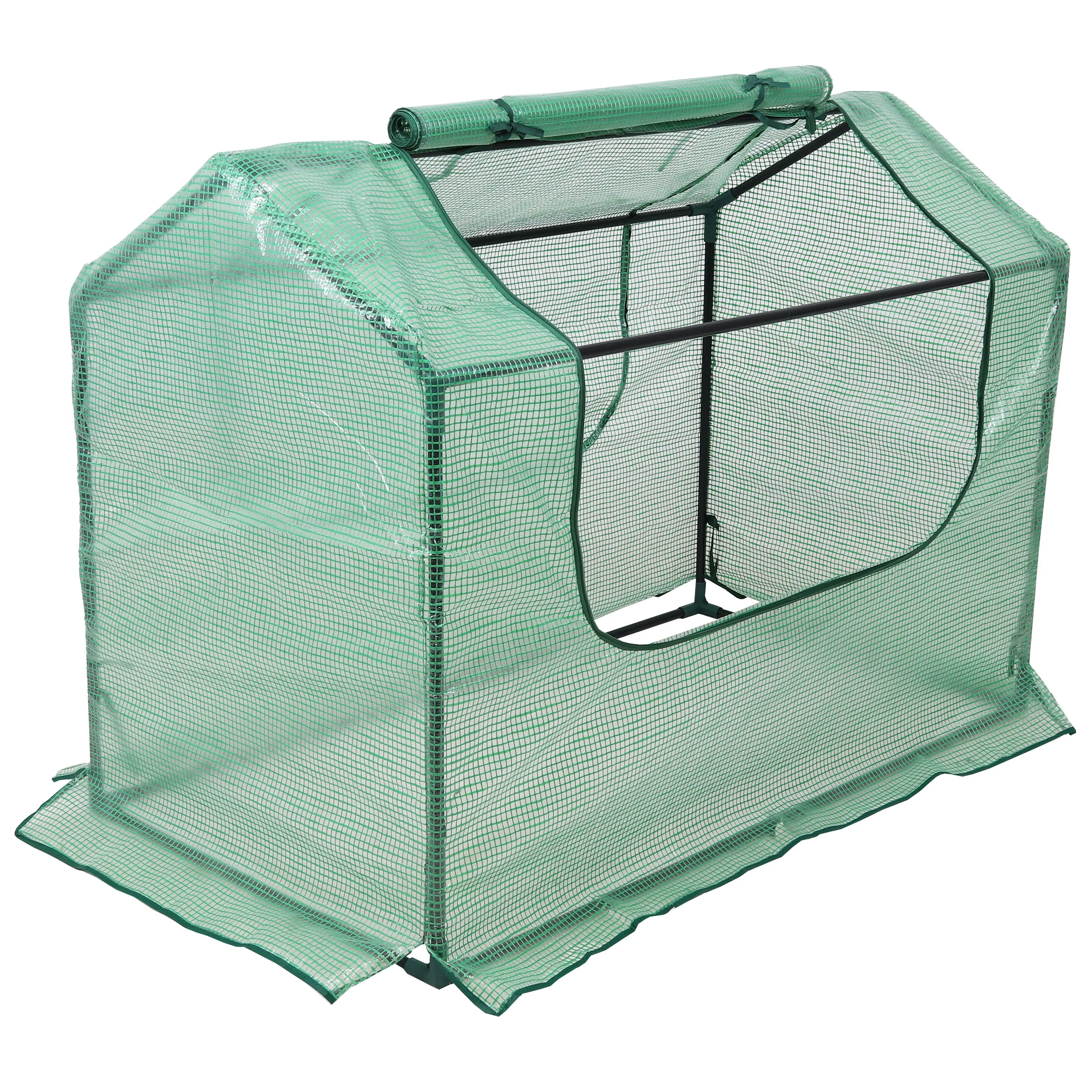 Sunnydaze Mini Greenhouse with 2 Side Doors - Green