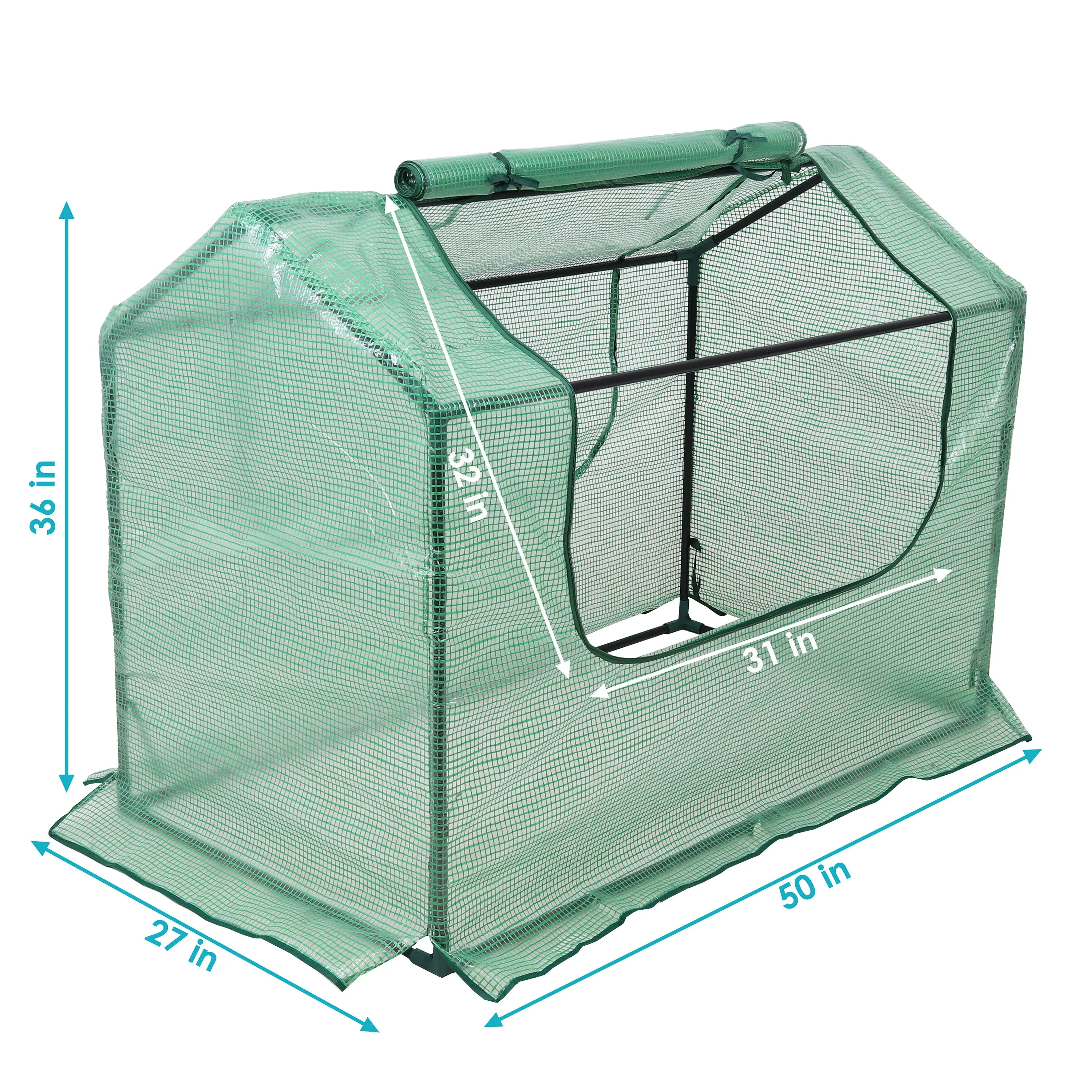 Sunnydaze Mini Greenhouse with 2 Side Doors - Green