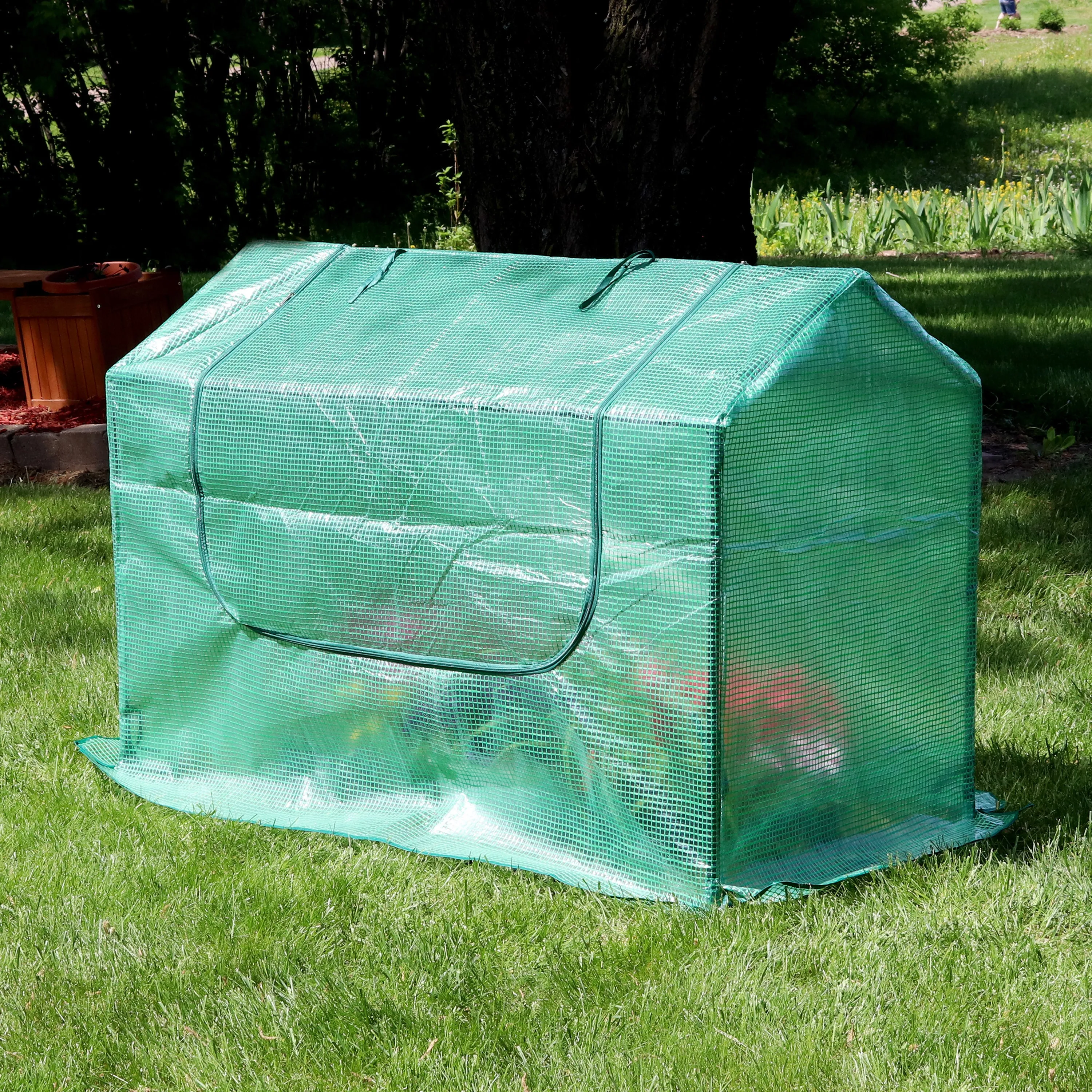 Sunnydaze Mini Greenhouse with 2 Side Doors - Green