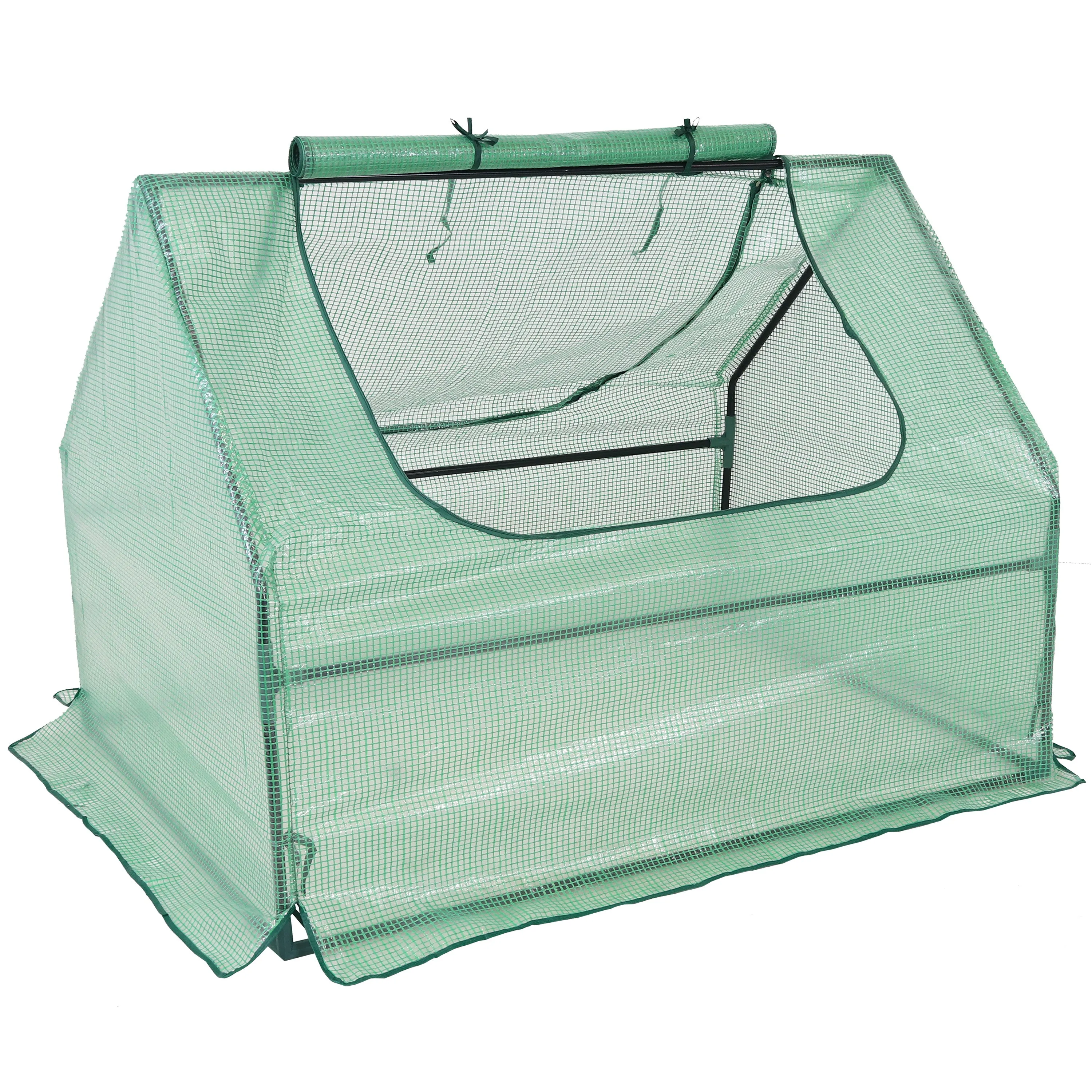 Sunnydaze Mini Greenhouse with 2 Side Doors - Green