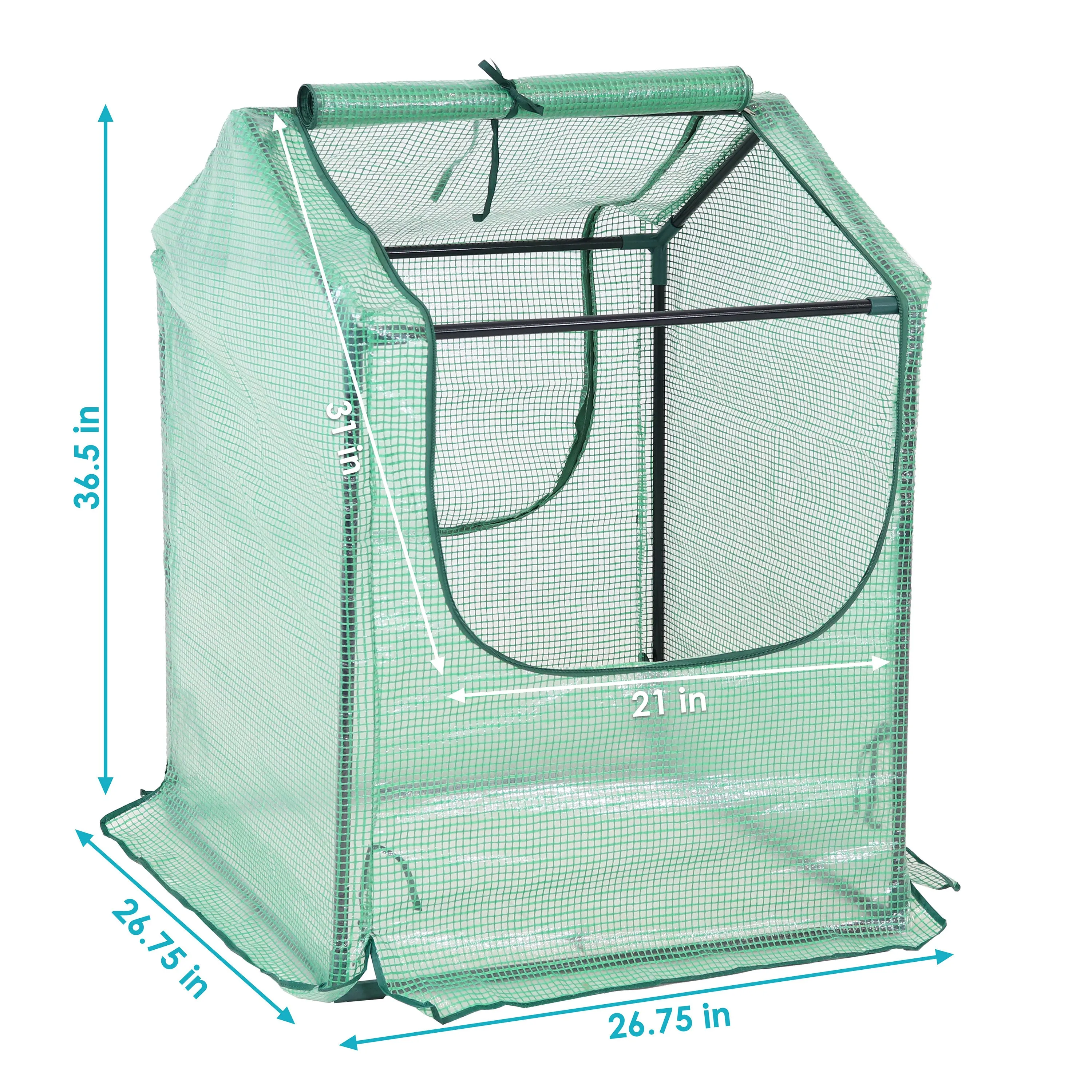 Sunnydaze Mini Greenhouse with 2 Side Doors - Green