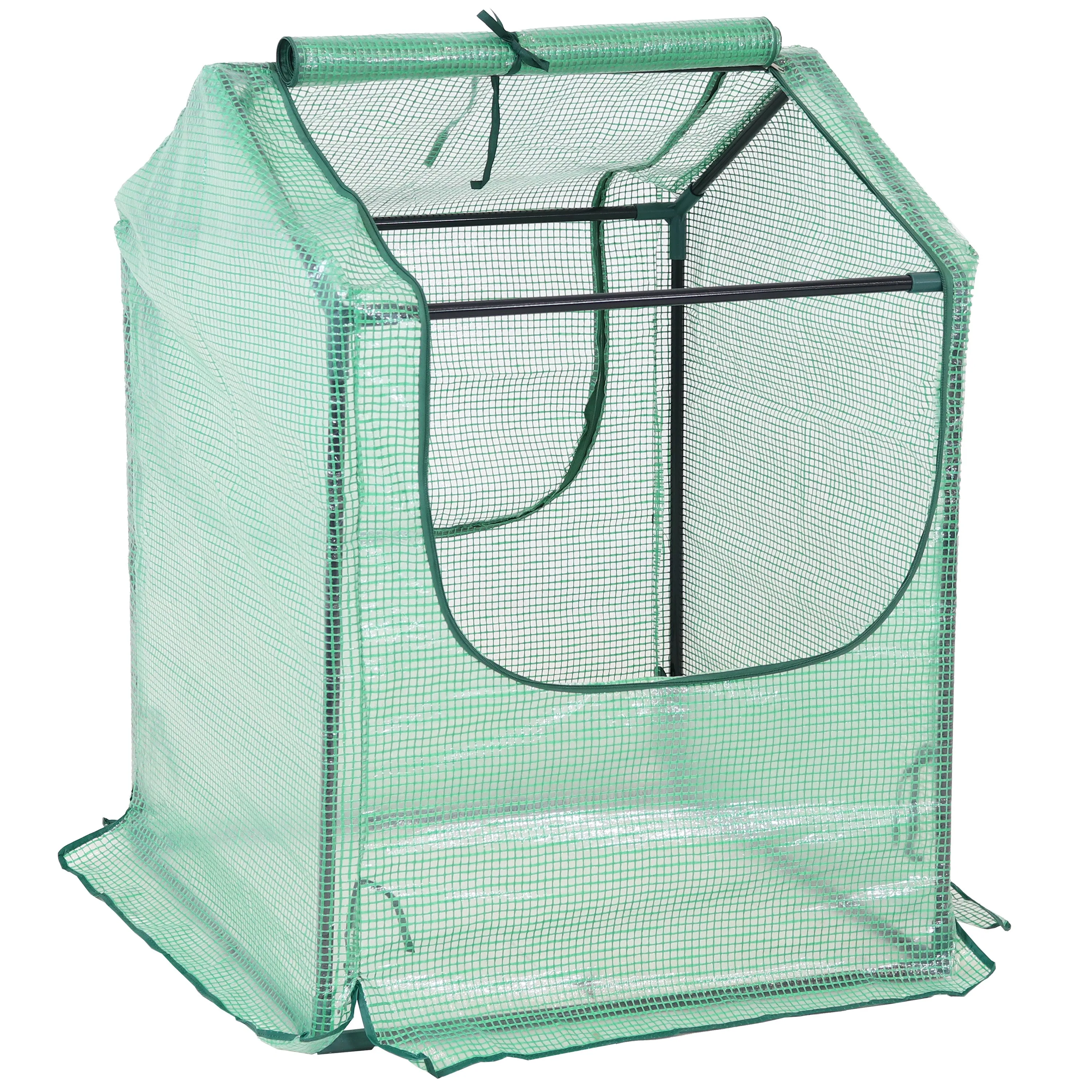 Sunnydaze Mini Greenhouse with 2 Side Doors - Green