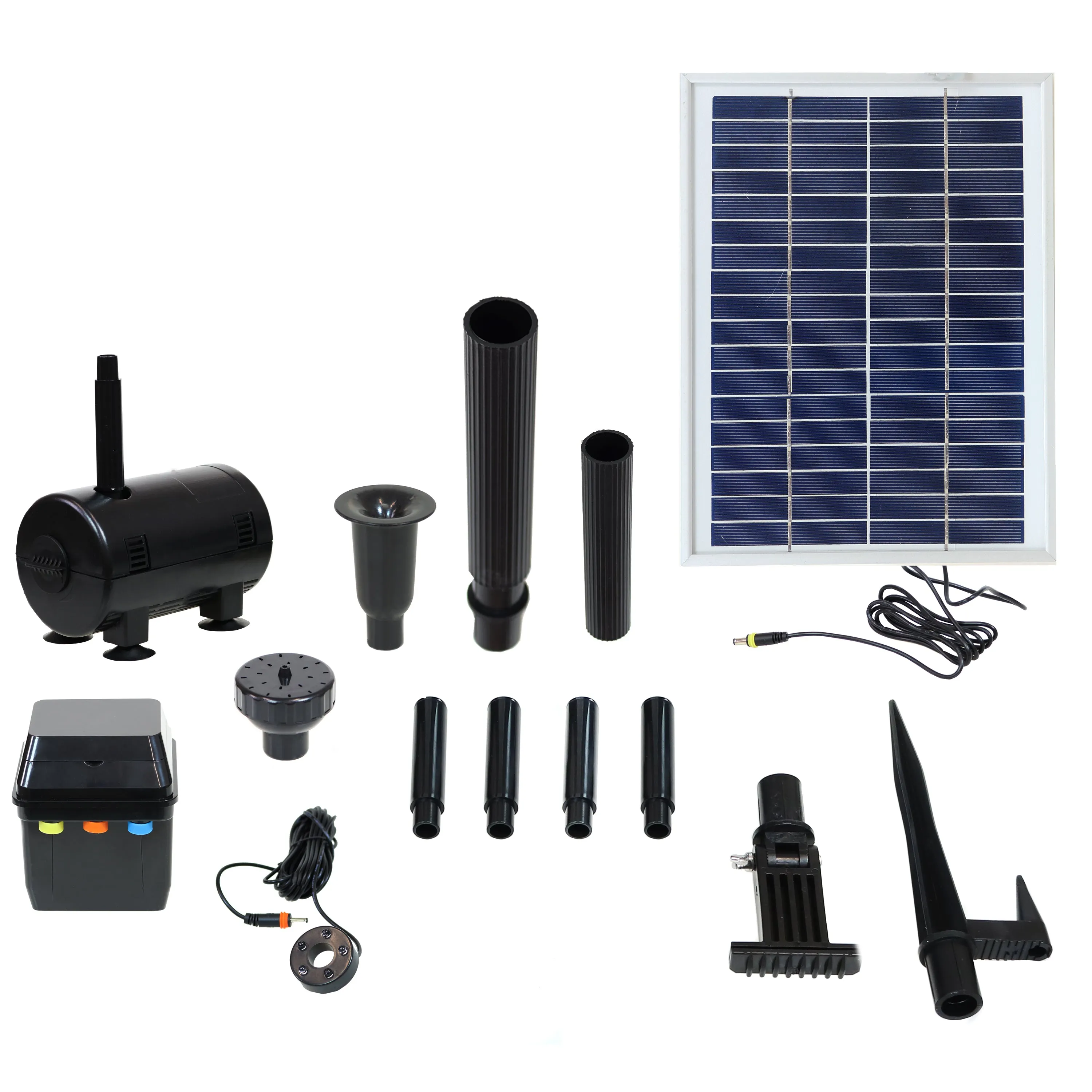 Sunnydaze Solar Pump and Panel Kit with Battery Pack and LED Light - 132 GPH - 56" Lift