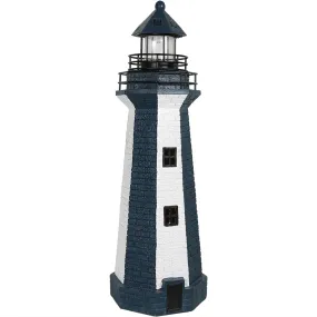 Sunnydaze Solar Striped LED Lighthouse Outdoor Decor - 36"