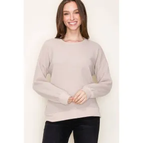 Taupe Textured Rib Banded Top