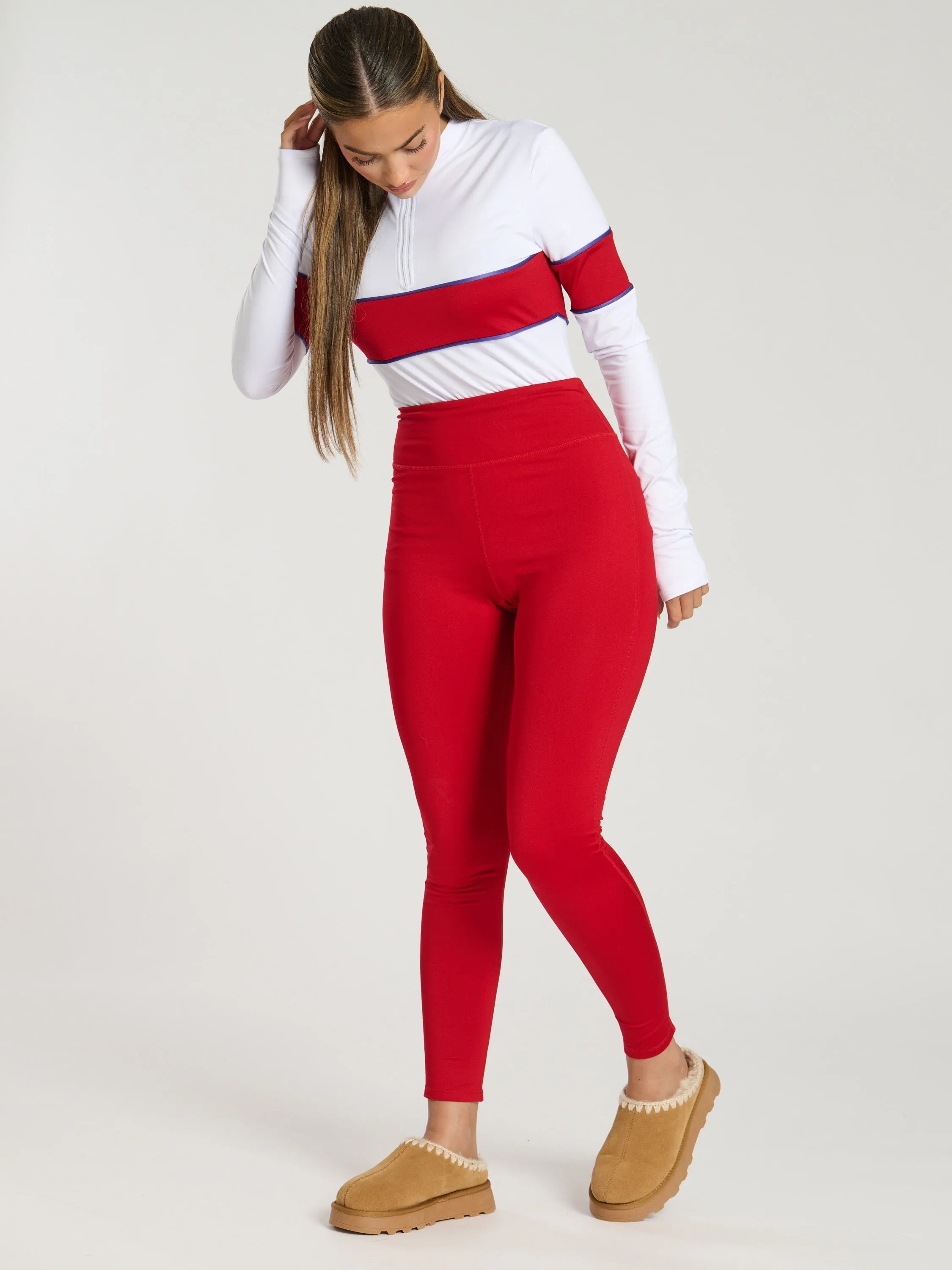 The 'Alpine' base layer legging in cherry