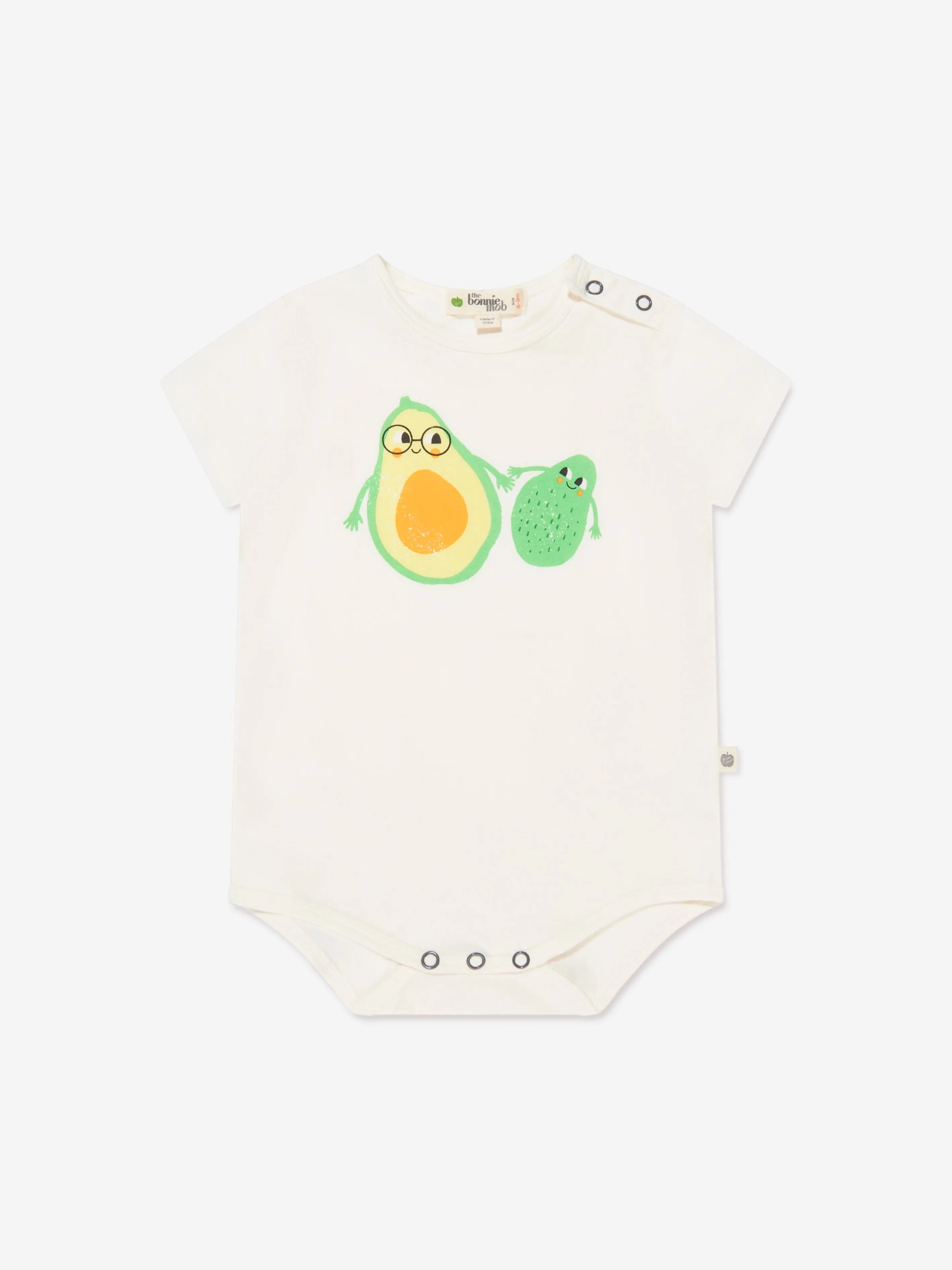 The Bonnie Mob Baby Organic Cotton Avocado Bodysuit in Ivory