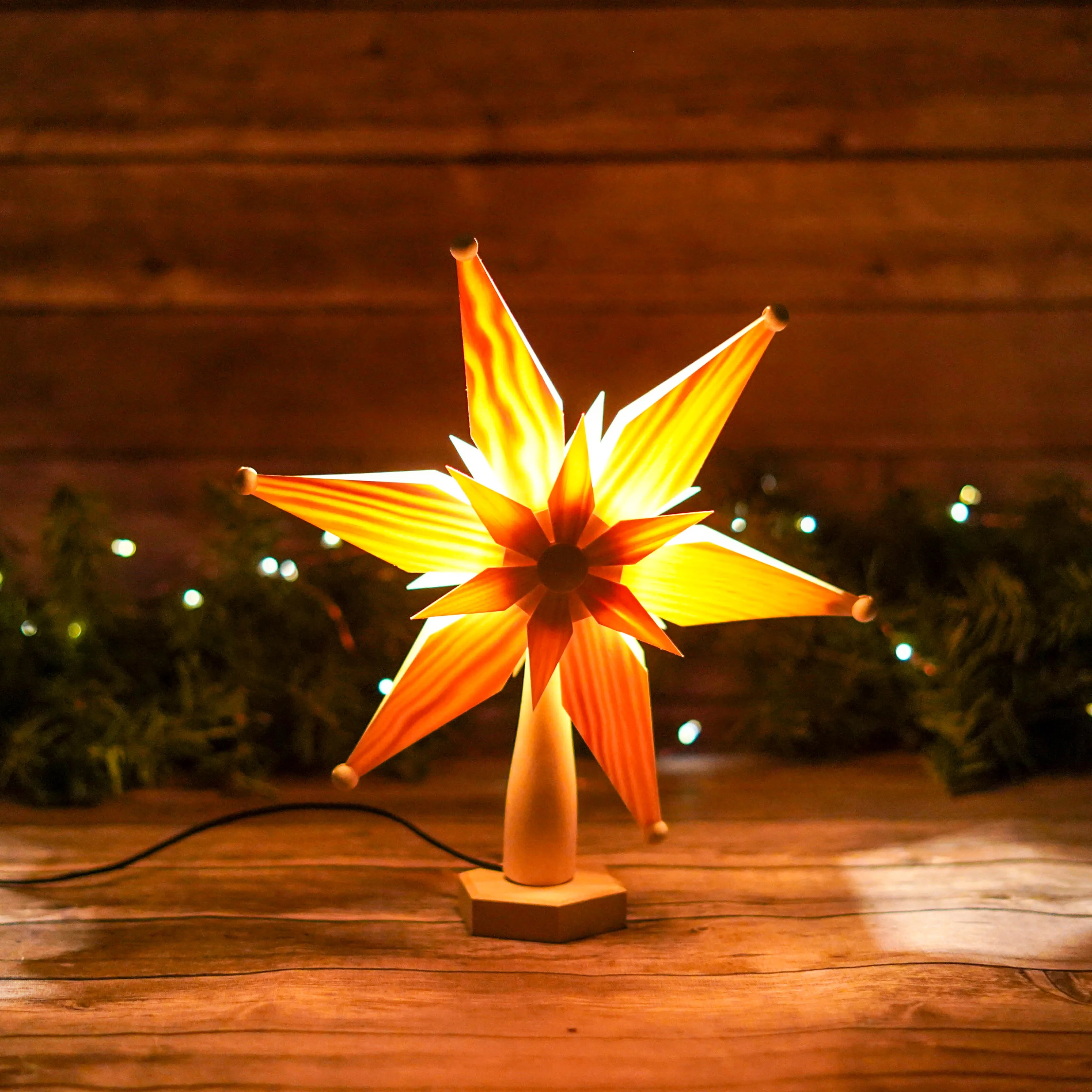 Tree Topper - Electric Natural Wood Star