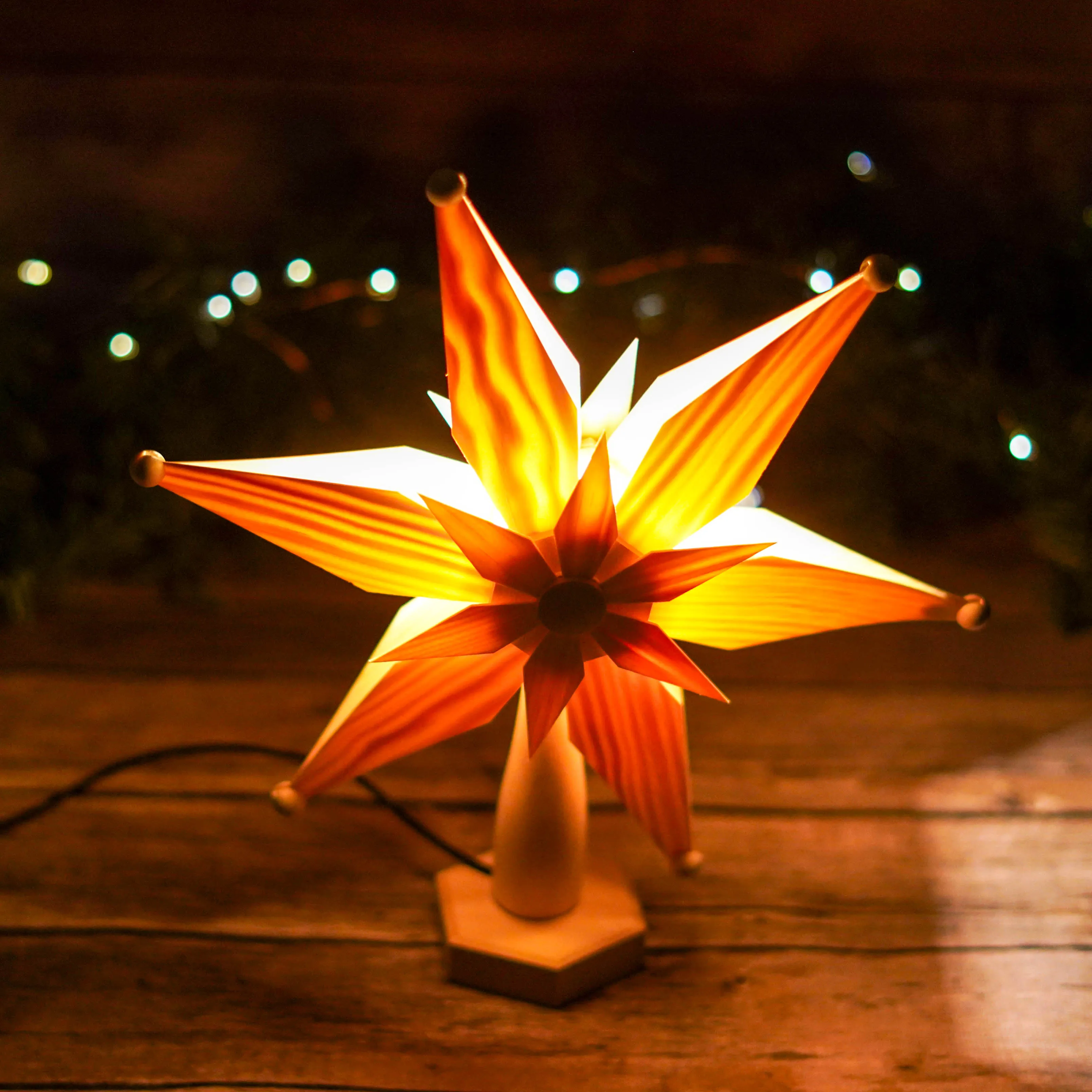 Tree Topper - Electric Natural Wood Star