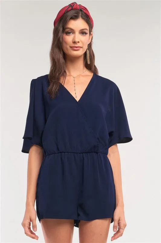 V-Neck Wrap Self-Tie Romper