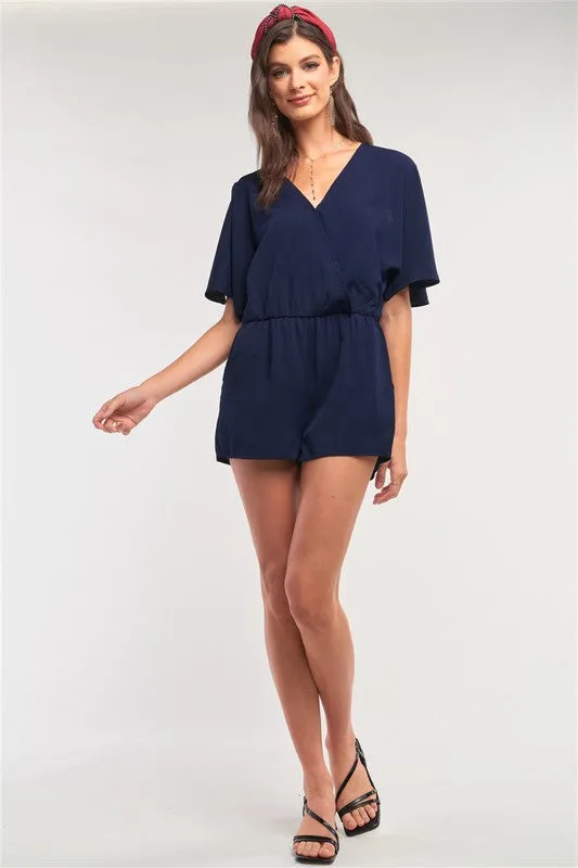 V-Neck Wrap Self-Tie Romper