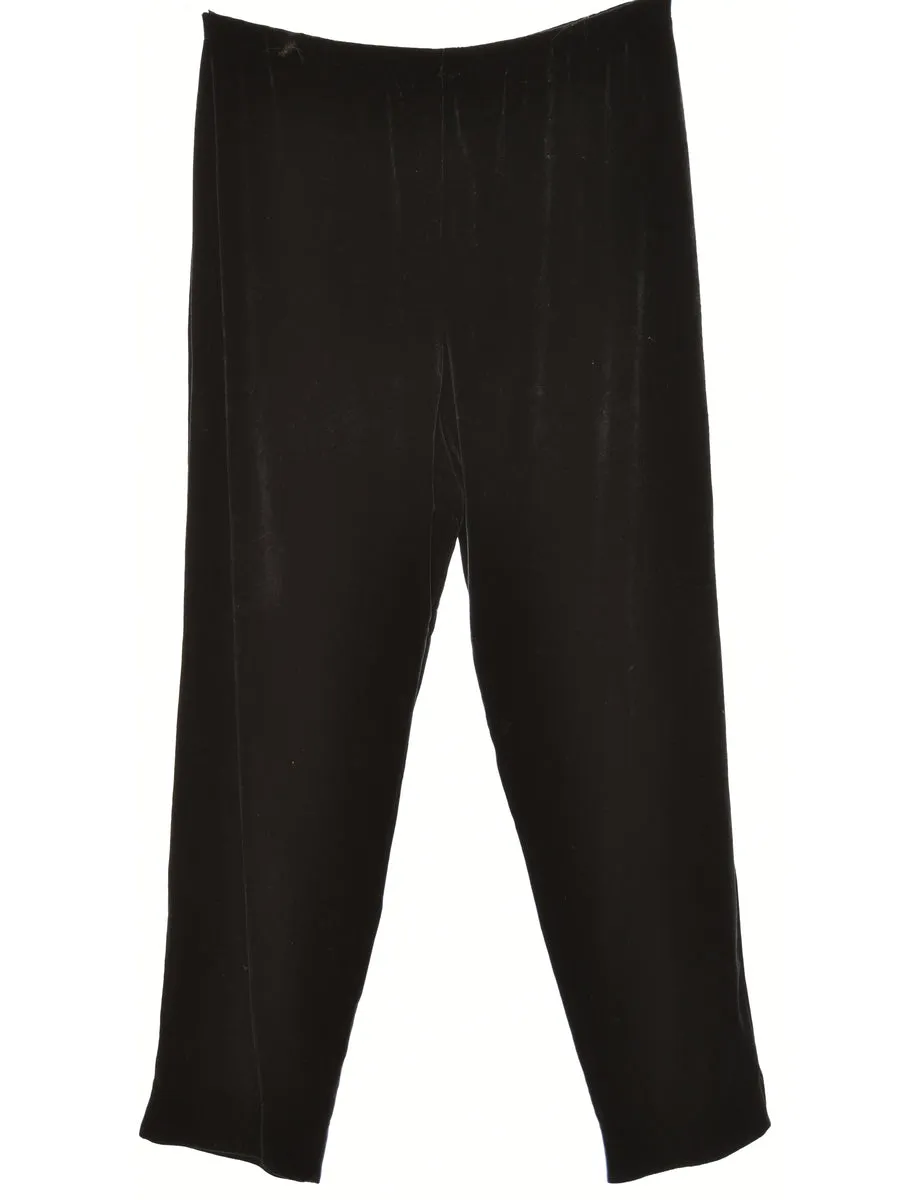 Velvet Fabric Black Classic Trousers - W30 L32