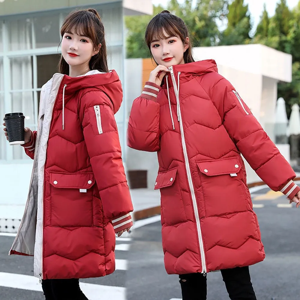 Women Winter Down Padded Jacket 2022 New Women Warm Thick Cotton Coat Korean Loose Hooded Parkas Female Outwear Winter Jacket