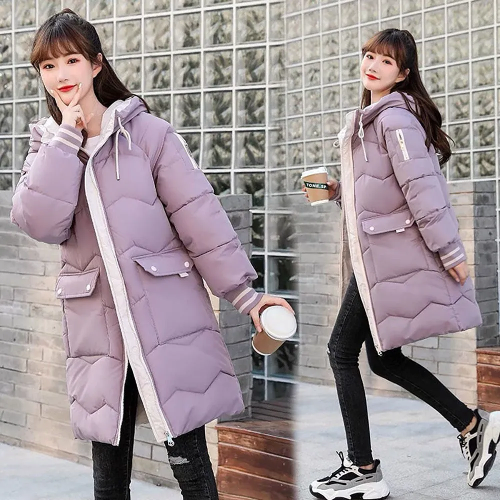 Women Winter Down Padded Jacket 2022 New Women Warm Thick Cotton Coat Korean Loose Hooded Parkas Female Outwear Winter Jacket