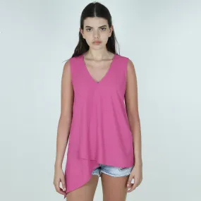 Women's Asymmetric Chiffon Top,Pink