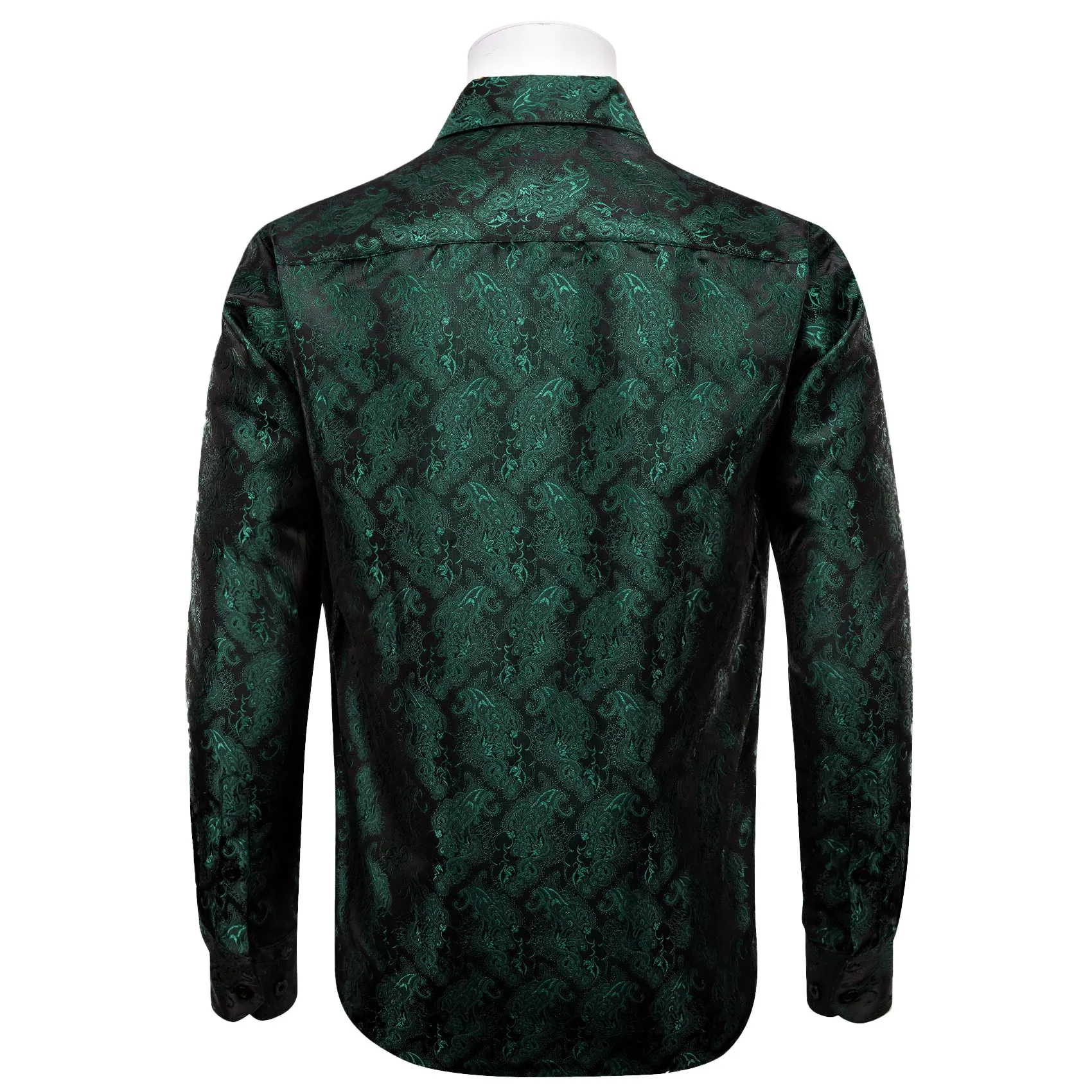 YourTies Dark Green Shirt Black Men's Long Sleeve Windsor Collar Shirt