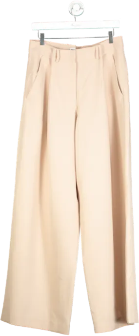 Zara Beige High-Waisted Wide Leg Trousers UK L