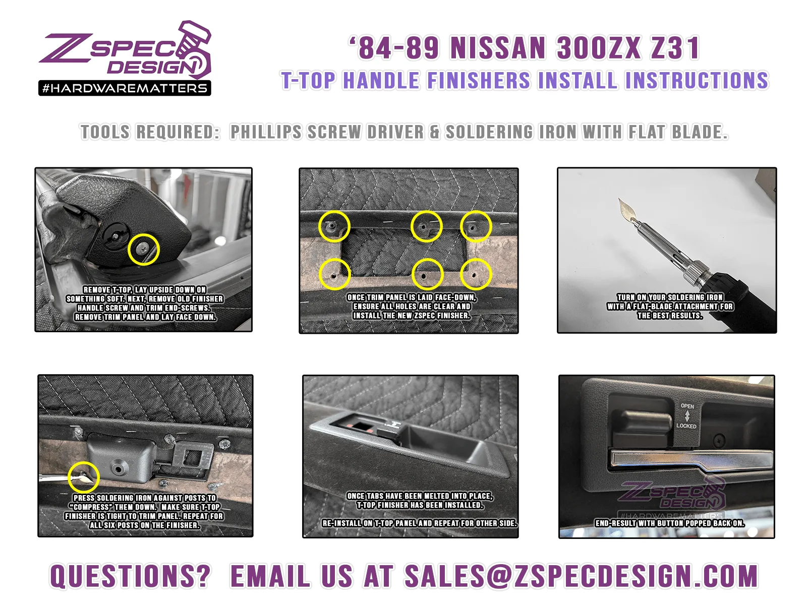 ZSPEC T-Top Handle Finisher Sets, Nissan 300zx Z31 - Bezels Only (no Buttons)